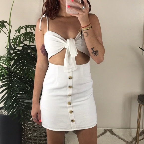 linen sleeve-less mini dress - Picture 2 of 2